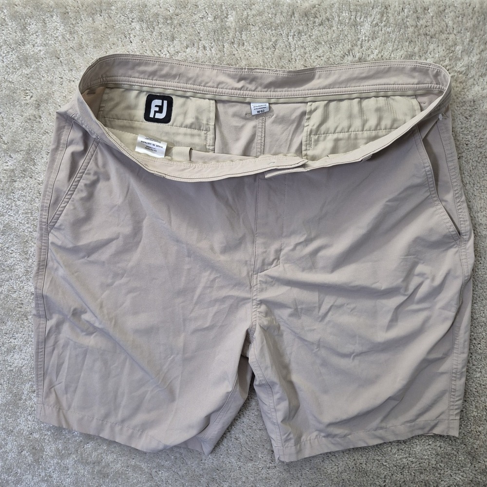 FootJoy Shorts Mens 40 Chino Golf Solid Performance Stretch Casual Beige